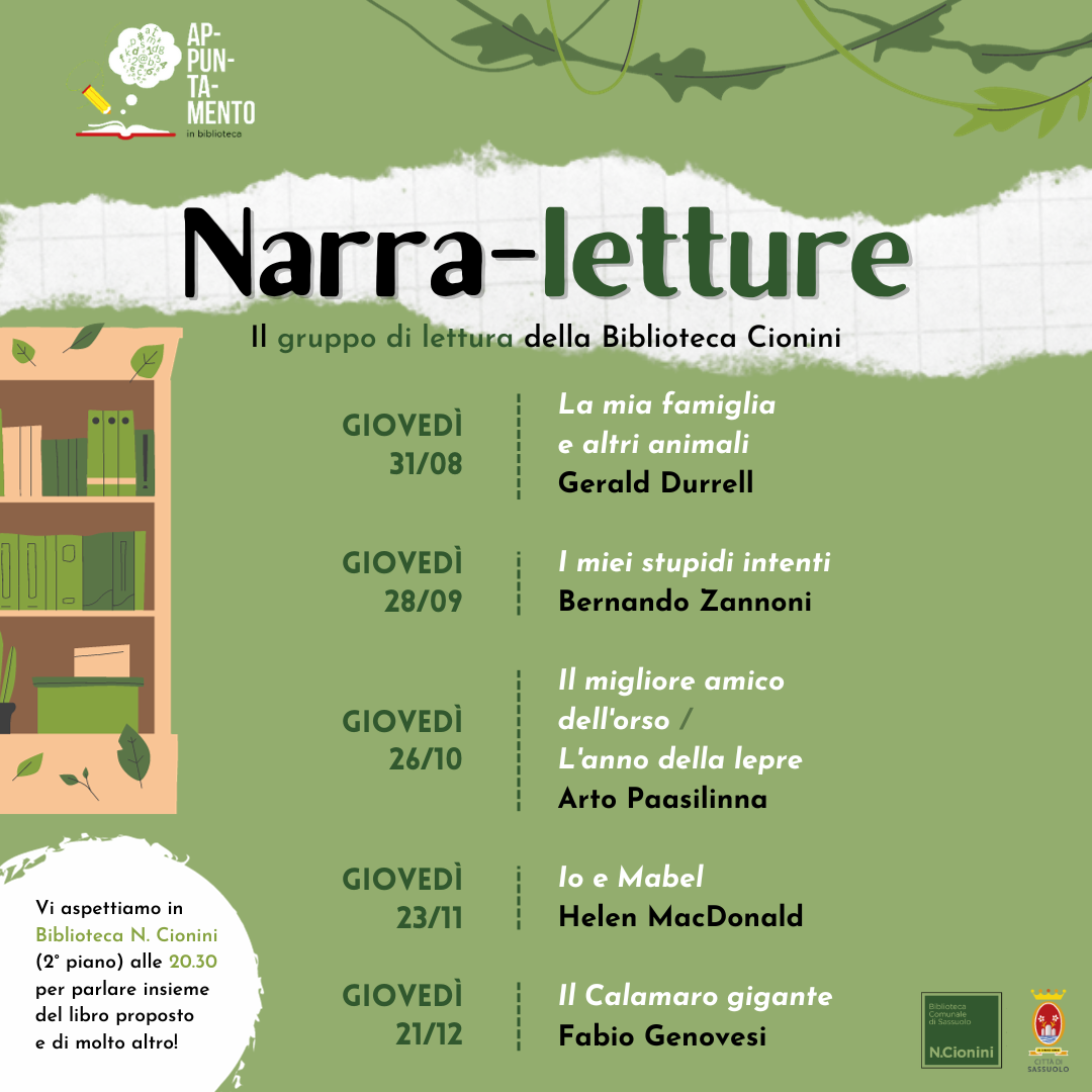 Narra-letture - appuntamenti ottobre-dicembre 2023