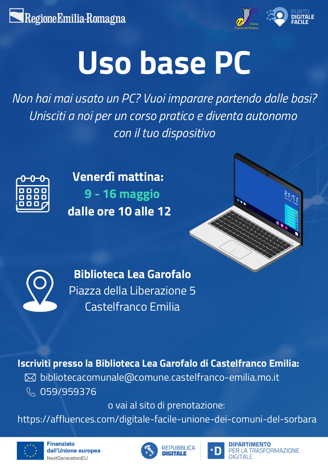 CORSO DEL PUNTO DIGITALE FACILE  di Castelfranco Emilia "USO BASE DEL PC"