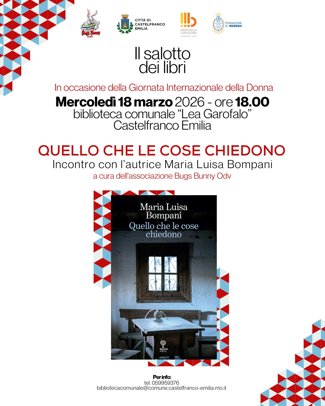 IL SALOTTO DEI LIBRI. Presentazione del libro "QUELLO CHE LE COSE CHIEDONO" di Maria Luisa Bompani